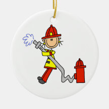Female Firefighter With Hose T-shirts and Gifts Christmas Ornament