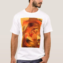 Female form in Sunset Whirl t-shirts