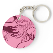 Female Guitar hand pink invert gritty Key Chains