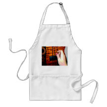 female hand pulling bass string 1 posterized aprons
