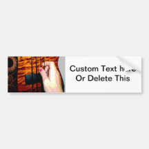 female hand pulling bass string 1 posterized bumper sticker