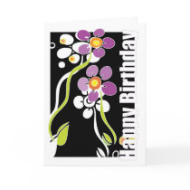 Female happy Birthday, Purple flowers cards