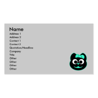 Female Kitty Cat green Business Card Template