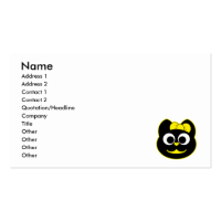 Female Kitty Cat yellow Business Card Template