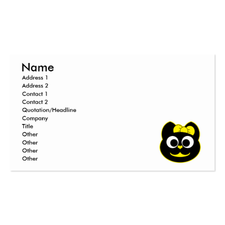 Female Kitty Cat yellow Business Card Template
