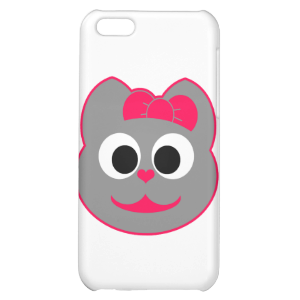 Female Kitty Pink - Gray Cover For iPhone 5C