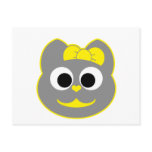 Female Kitty Yellow - Gray Postcards