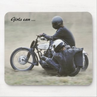 Female motorcycle racer photo mousepad