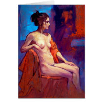 Female nude, Oil Painting by Roz McQuillan cards