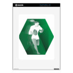 female rugby player running with ball retro skins for the iPad