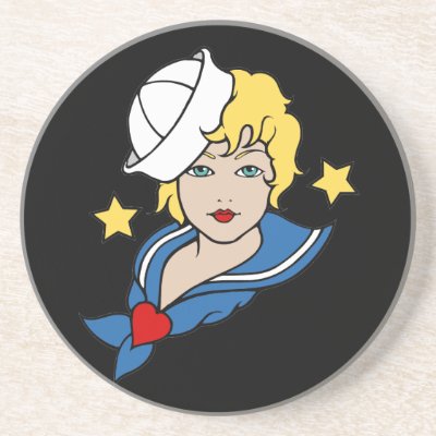 Female Sailor Tattoo Coasters