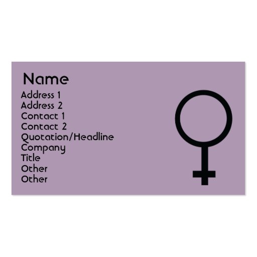 Female Sign - Business Business Card Template (front side)