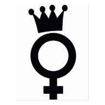 female sign with crown icon post card