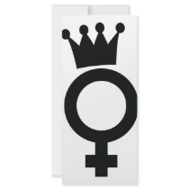 female sign with crown icon rack cards