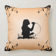 Female Singer Silhouette Mojo Throw Pillow