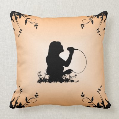 Female Singer Silhouette Mojo Throw Pillow
