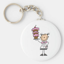 Female Stick Figure Baker Key Chains