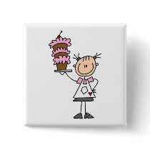 Female Stick Figure Baker Tshirts and Gifts Pinback Button