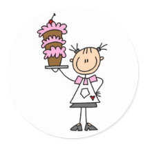 Female Stick Figure Baker Tshirts and Gifts Sticker