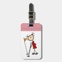Female Stick Figure Golfer Luggage Tags