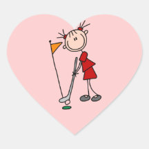 Female Stick Figure Golfer Sticker