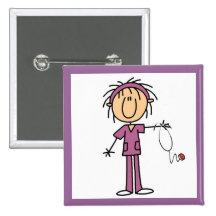 Female Stick Figure Nurse Pin