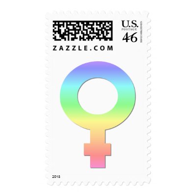 Female Symbol in Rainbow Pastels Postage Stamp by angela65