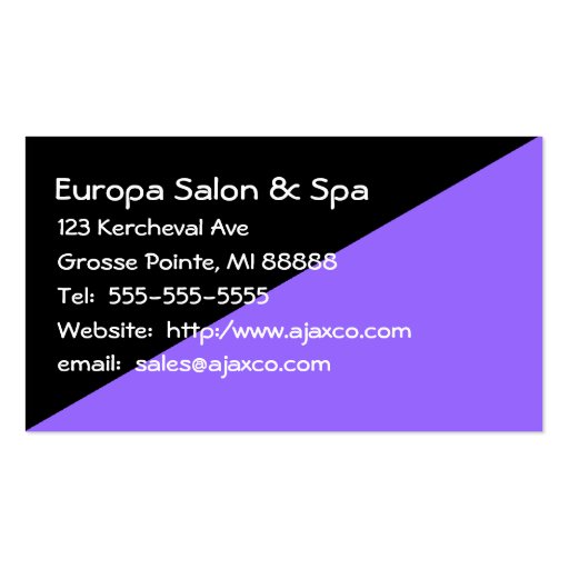 Feminine Black and Lavender Sales Business Card (front side)