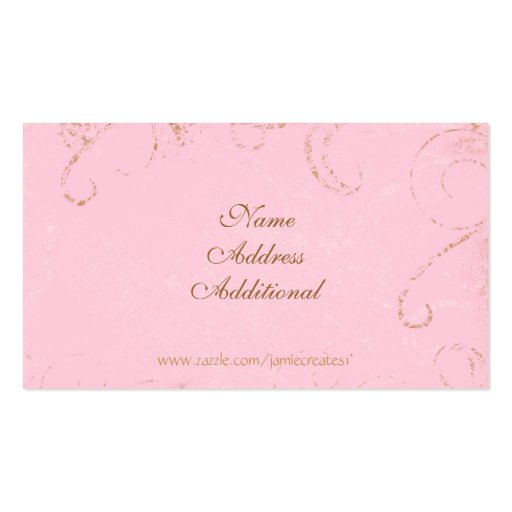 Feminine Grungy, swirl  Pink Business Business Card Template (back side)