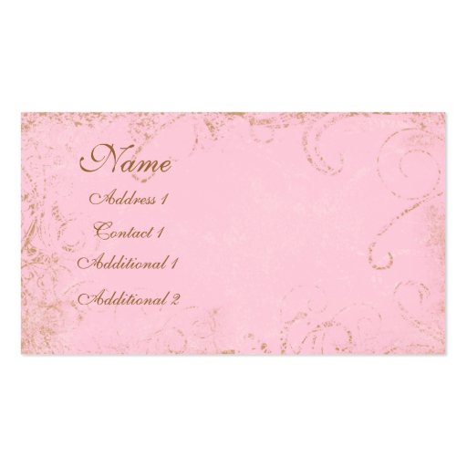 Feminine Grungy, swirl  Pink Business Business Card Template (front side)