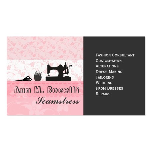 Feminine Handmade Fashion Moda Business Card (front side)