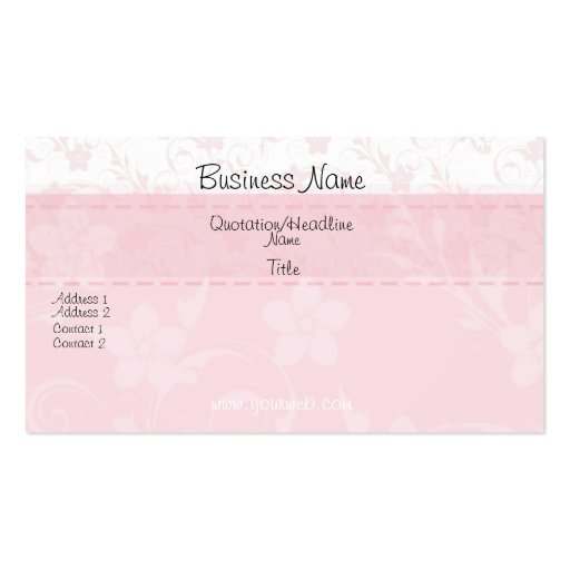 Feminine Pink Pink Business Card Template (front side)