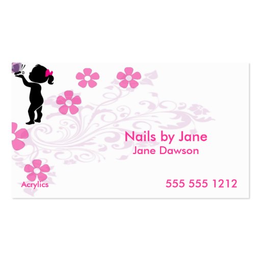Feminine Touch - pink & black Business Card Template (front side)