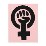 Feminist Girl Power Symbol with Pink Background Post Cards