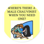 feminist joke round sticker