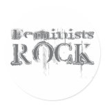 Feminists Rock Round Stickers