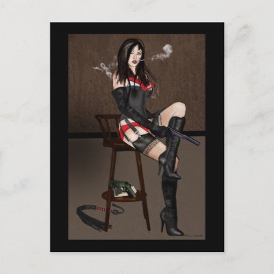 Femme Fatale Dominatrix Post Card by uniqueandkinky