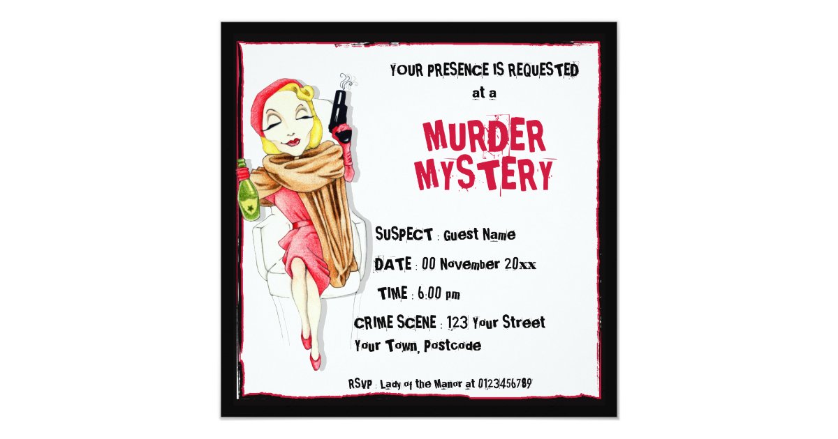 Femme Fatale Murder Mystery Invitation Zazzle femme-fatale-murder-mystery-invitation-zazzle