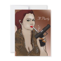Femme Fatale - Smoking and Guns invitations by uniqueandkinky Femme Fatale - Smoking and Guns invitations