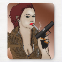 Femme Fatale - Smoking and Guns mousepads