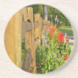 Fence and Flowers Sandstone coaster