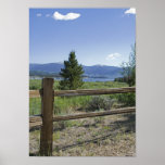 Fence and Mountain Poster Print
