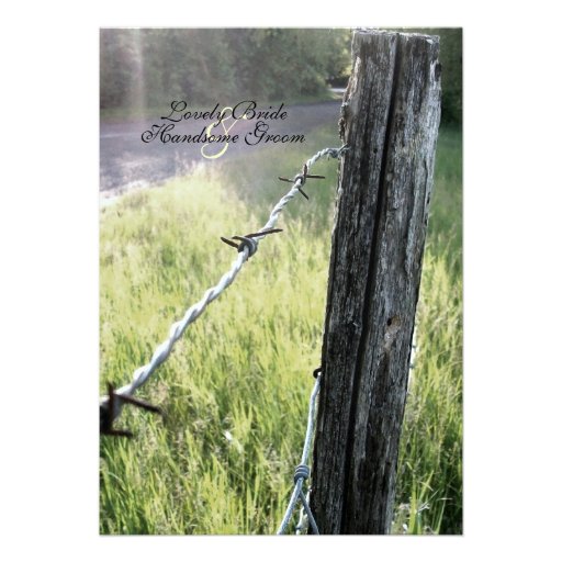 Fencepost and Barbed Wire Rustic Wedding Invitations