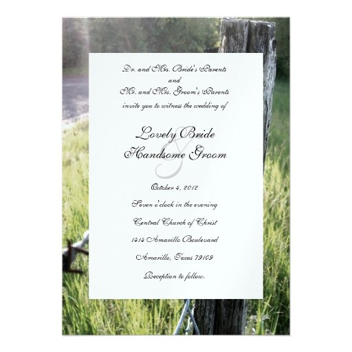 Fencepost and Barbed Wire Rustic Wedding Invitations