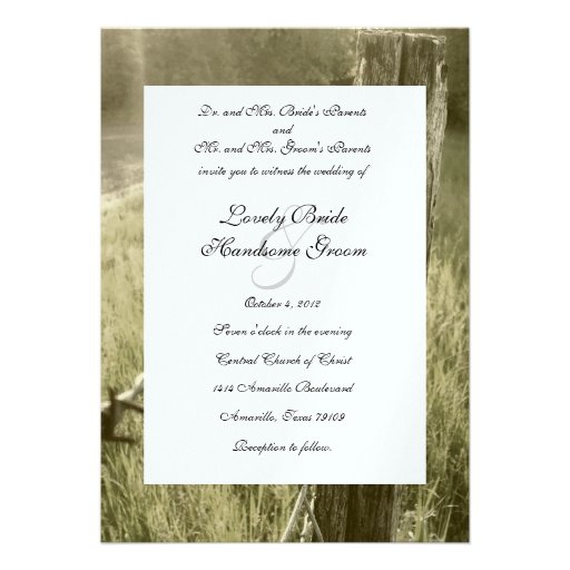 Fencepost and Barbed Wire Rustic Wedding Invite