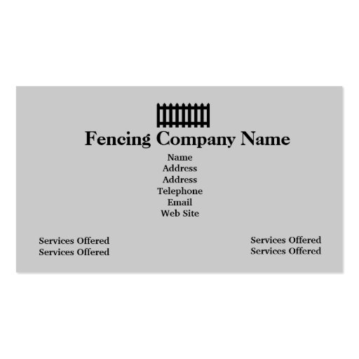 Fencing Company Business Card (back side)