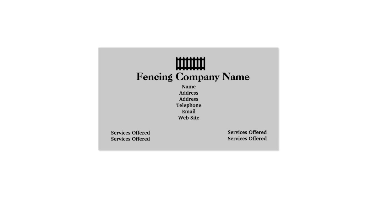 Fencing Company Business Card Zazzle