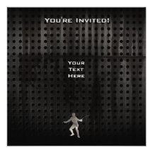 Fencing; Cool Black Personalized Invitations