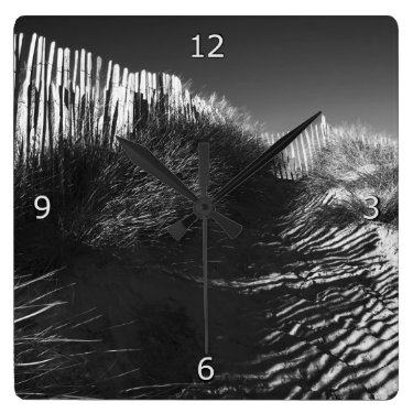 Fencing In The Dunes Square Wall Clocks