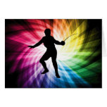 Fencing Silhouette; Spectrum Greeting Card